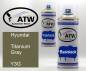 Preview: Hyundai, Titanium Gray, Y3G: 400ml Sprühdose + 400ml Klarlack - Set, von ATW Autoteile West.